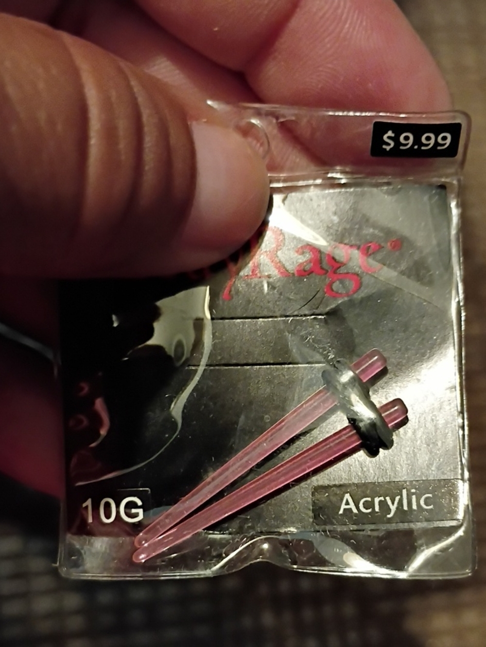 Rage Pink 10G Acrylic Ear Taper Pair